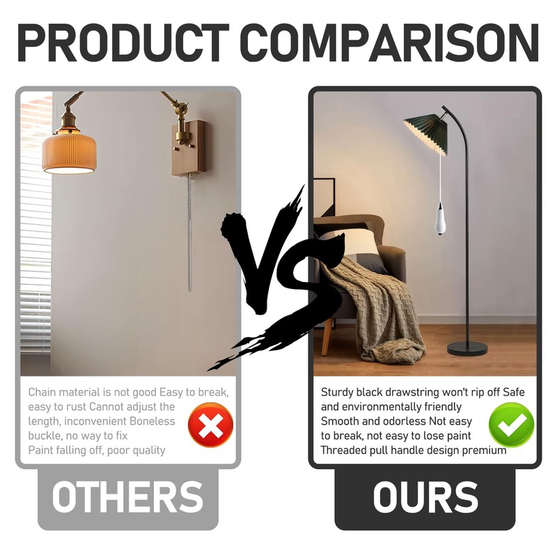 REBUCINA Bathroom Light Pull Cord Handle,Light Pull Handle,Ceramic Bathroom Light