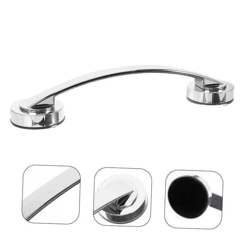 TEHAUX Wall Mounted Bathroom Safety Grab Bar Large Silver Suction