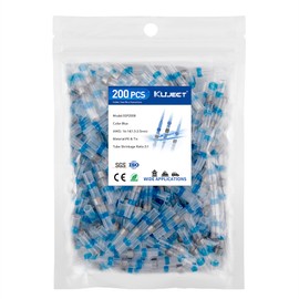 Kuject 200PCS Solder Seal Wire Connectors AWG 16-14, Blue Solder Seal Heat Shrink Butt Connectors Terminals Solder Sleeve Waterproof Wire Splice Connector for Marine Automotive Boat Wire Joint