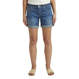 JAG Jeans Women's Alex Mid Rise Boyfriend Short, Brilliant Blue, 10