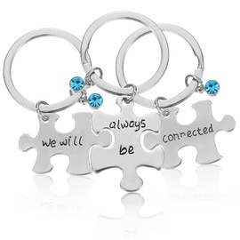 Toddmomy 3 Pieces Best Friend Keychain Set "We Will Always Be Connected" Keychain Set Friendship Keychain Jewelry Gift For Sisters Friends, As Shown