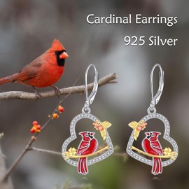 Cardinal Earrings Sterling Silver S925 Cardinal Jewelry Gifts for Women