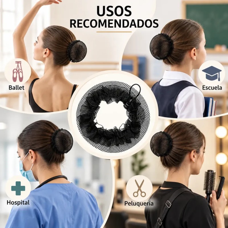 Lthys - 24 Pzs Red Cabello Ballet Con Encaje Elástica