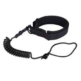 Keenso Surfboard Leash, Surfboard Leash PU + Neoprene Safety Lead with Foot Loop Velcro Fastener for Stand Up Paddle Board Surfboard (Black)