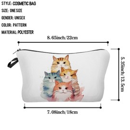 Livel lhood Comic Cat Makeup Bag Cute Small Organizer Zipper Pouch Comic Kitten Cosmetic Bag Birthday Present for Cat Lovers Women Friends, hzj0797