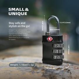 UP Security TSA Approved Luggage Locks, 3 Digit Combination Padlock for Travel, Gym, Backpack, Suitcase, Gun Case, Durable & Resettable (Black+Black)