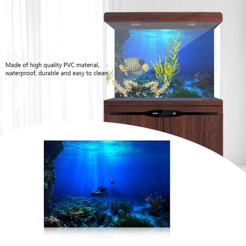 GLOGLOW Aquarium Poster, 3D Effect Underwater Background Sticker Thicken PVC