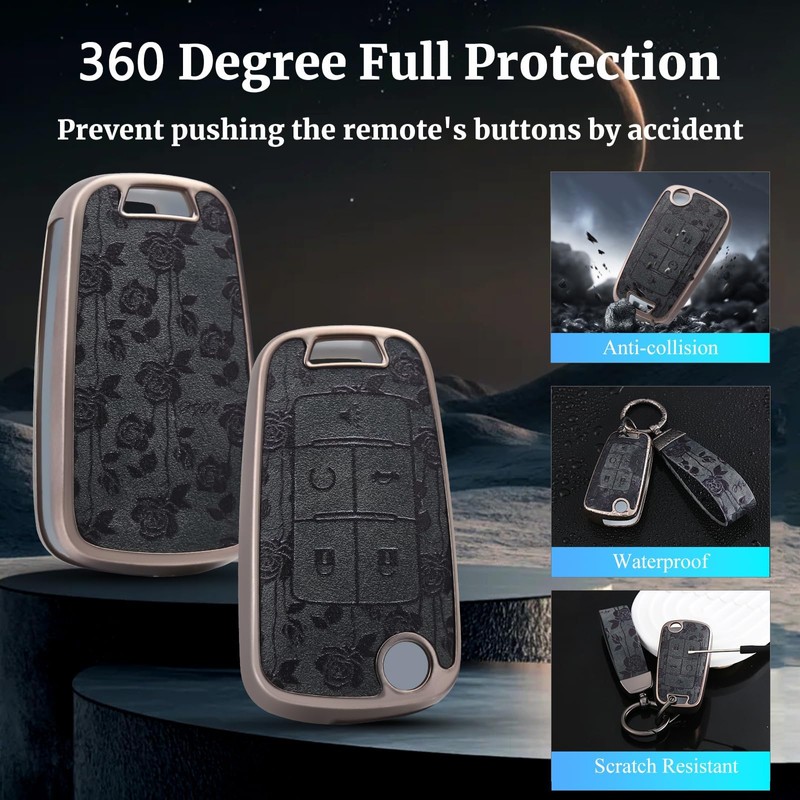 EnerCharge Key Fob Cover with Keychain,Soft TPU and Leather Full