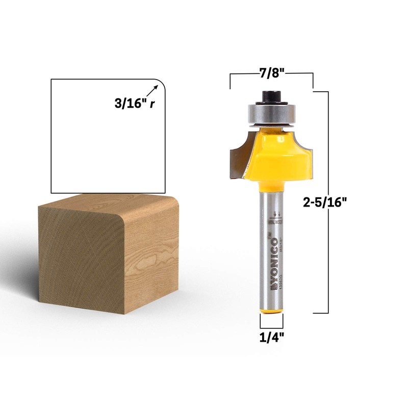 Yonico 13962q 3/16-Inch Radius Round Over Edge Forming Router Bit