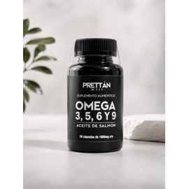 PrettánXIII Omega 3, 5, 6 y 9, aceite de Salmón Frasco C/ 30 Cápsulas