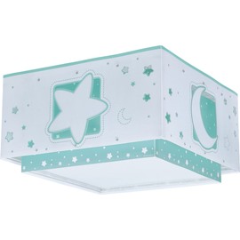 Dalber Ceiling Light for Children Moonlight Moon and Stars Green Ceiling Light Children's Room 63236H E27