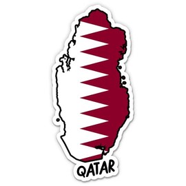 Squiddy Qatar Map with Flag - Vinyl Sticker Decal for Phone, Laptop, Water Bottle - 3"