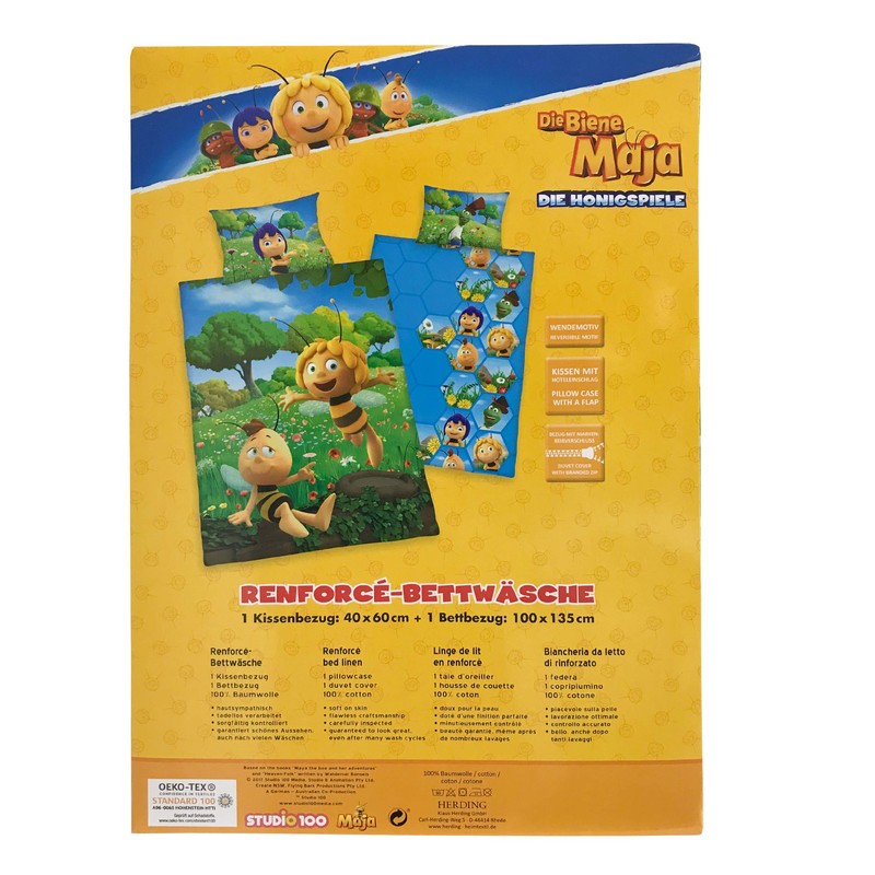 Herding MAYA THE BEE Toddler Bedding Set, Reversible Motif, Duvet