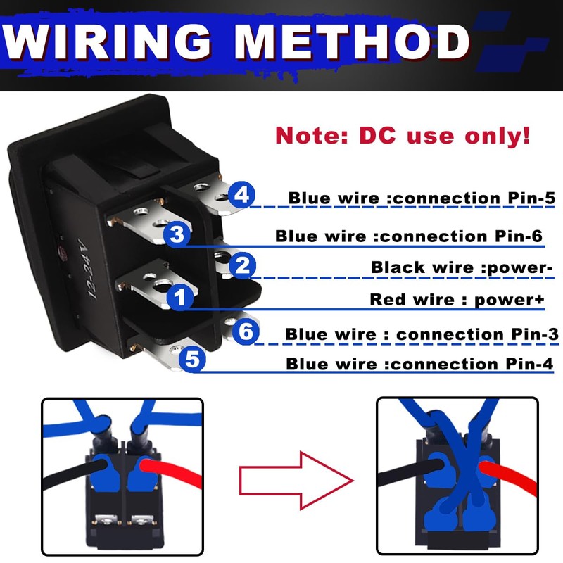 MKBKLLJY 3 Piece Momentary Polarity Reverse Switch Waterproof DC 20A