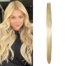 28 Inch Tape in Hair Extensions 10 Pcs 50g Seamless Skin Weft Hair Extensions Invisible Straight Tape in Hair