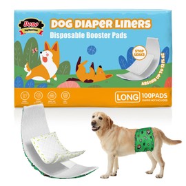Dono Dog Diaper Liners for Male and Female Dogs, Super Absorbent Dog Booster Pads, 100ct Disposable Doggie Diaper Inserts Fit Reusable Male Belly Bands, Wraps, Washable Period Panties, Long