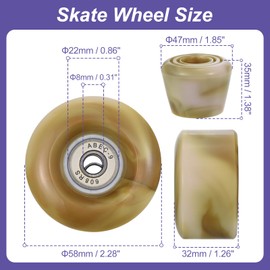 PATIKIL 8 Pack Roller Skate Wheels Outdoor 58mmx32mm Quad Roller Skate Wheels with ABEC-9 Bearing, 82A PU Roller Wheels & 2 Toe Stoppers for Double Row Skate Skateboard Indoor, Gold Pink