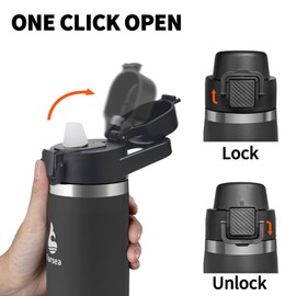 Farsea Insulated Water Bottle, Leak Proof Locking Lid with Soft Silicone Spout, Stainless Steel,Leak Proof, Double Walled Vacuum Insulated, BPA-Free, 24 Hr Cold, Wide Mouth, Sports & Travel Bottle