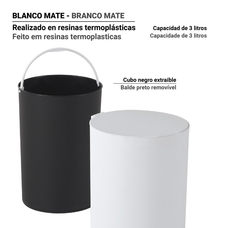 Gedy Sharon 3 Litre Pedal Bin with Lid - Matt