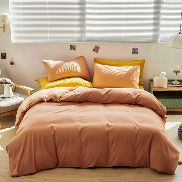 CLOTHKNOW Peach Pink Comforter Set: California King, 3Pcs (1 x