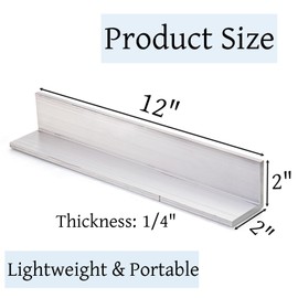 Tlence 2 PCS Aluminum Angle 6061, 2" x 2"x 1/4" Aluminum Angle Stock, 12" Length T5 Temper Mill Stock, 90 Degree Angled Aluminum Extrusion for DIY Projects Industrial Building Construction