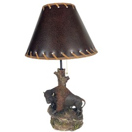 Urbalabs Black Buffalo Cowboy Hunter Rustic Accent Western End Table Standing Table Lamp Farmhouse Nightstands Living Room End Tables Lamps for Bedrooms Office Lamp Only (Buffalo)