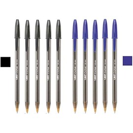 Bic 1.6mm Large Black & Blue Bold Ink Pen - 5 Black & 5 Blue