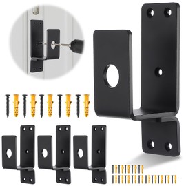 4 Pack Heavy Duty Door Barricade Bracket for 2X4 Lumber, Drop Open Bar Holder Steel U Bracket as Home, Barn, Shed, Garage