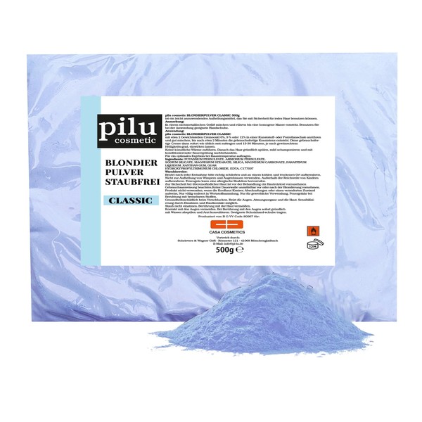 pilu cosmetic Bleaching Powder 500 g Bag Blue Dust-Free I Gentle Bleaching I Brightening up to 7 Shades I Ultra Strong I Blue Bleaching Powder I Anti-Yellow Tint (Classic Dust-Free)