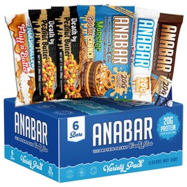 Anabar Protein Bar, The Sampler Pack, The Protein-Packed Candy Bar, World's Best Tasting Protein Bar, No Sugar Alcohols, High Protein, Amazingly Delicious, 20 Grams of Protein (6 Bars, Original Variety)