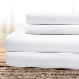BYSURE Hotel Luxury Bed Sheets Set 4 Piece(Twin, White) - Super Soft 1800 Thread Count 100% Microfiber Sheets with Deep Pockets, Wrinkle & Fade Resistant