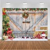CHAIYA 7X5ft Christmas Rustic Barn Wood Door Backdrop for Photography