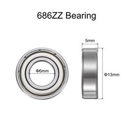 uxcell 10pcs 686ZZ Bearing 6x13x5mm, Chrome Steel Double Shielded Miniature Bearing, Lubricated Deep Groove Ball Bearings, P6 (ABEC 3)