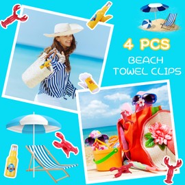 4 Pcs Beach Towel Clips for Beach Chair Flamingo Beach Towel Holders Clothes Pins Decorative Beach Clips Colorful Towel Clips for Chairs Cruise Patio Beach Pool Home