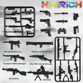 HIMIRICH Military Weapons Pack 24 Pcs U.S. Accessories Kits Toys, Army Equipment Gear WW2 Guns for Boys 6+, Compatible with Mini Figure of Major Brand