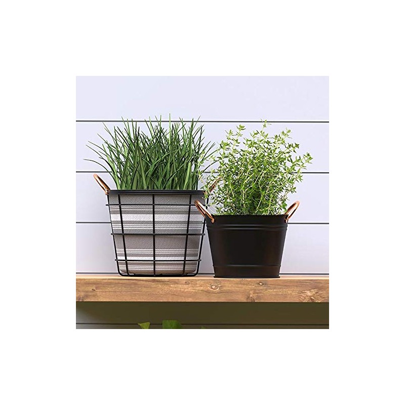Panacea 81427 Modern Farmhouse Washtub Planters, Black, 10" Dia, Pack
