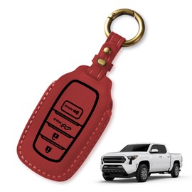 Muslogy Key Fob Cover Leather Case Compatible with Tacoma 2024 Accessories, Red