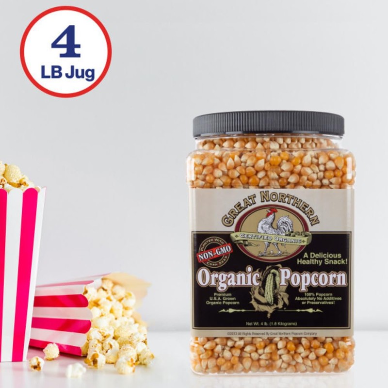 Organic Popcorn Kernels - 4lb Resealable Bulk Jug of Yellow