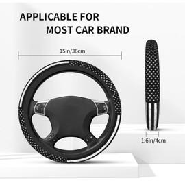 Black American Flag Steering Wheel Cover - Retro America Flag 15 Inch Steering Wheel Car Accessories Universal Vintage USA Steering Wheel Cover Women Men Neoprene Anti Slip Wheel Cover Protector