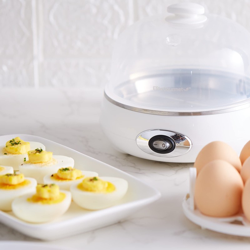 Elite Gourmet EGC322CW Easy Egg Cooker Electric 7-Egg Capacity, Soft,