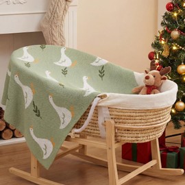 SmoothNovelty Silly Goose Baby Blanket Cute 100% Knitted Cotton Swaddle Cover Receiving Nursery Baby Shower Goose Gift for Newborn Swaddle Infant Crib(Green)