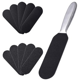 Lima de pie de pedicura profesional, depurador de pies de acero inoxidable DOXUNGOO con diez granos de recambio gratis Almohadillas de repuesto de doble cara Salón de pedicura Easy Foot Scrubber