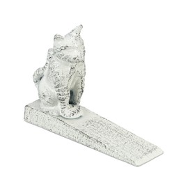 Relaxdays Door Stop Cat Cast Iron Door Stop for Floor, Indoor & Outdoor H11 x W15 x D4 cm White