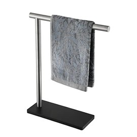 JQK Hand Towel Holder Stand Brushed, Modern Tree Rack Free Standing for Countertop with 12 Inch Bar, 304 Stainless Steel Thicken 0.8mm, HTT170-BN