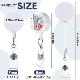 Tatuo 100 Pcs Retractable Badge Reels Round ID Badge Holders Nursing Name Reels with Swivel Alligator Clip and Vinyl Card Strap for Students Teachers Nurses Volunteer(Neutral Style)