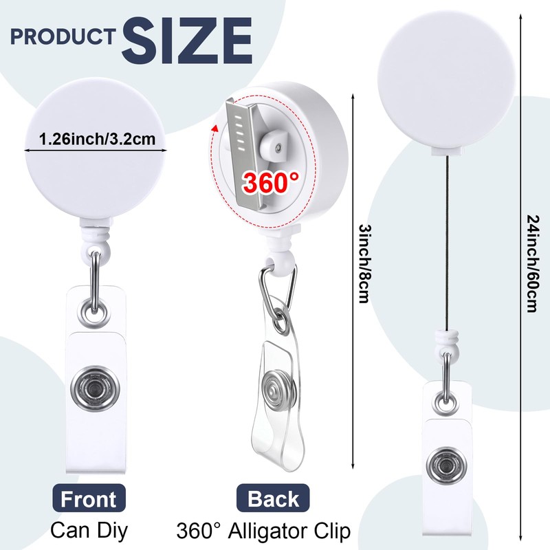 Tatuo 100 Pcs Retractable Badge Reels Round ID Badge Holders