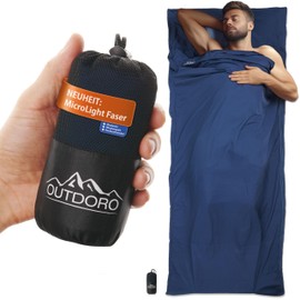 Outdoro Cabin Sleeping Bag - Only 210 g of Innovative Microlight Microfibre - Ultra-Light Travel Sleeping Bag - Small, Thin, and Compact - Lining, Travel Sheet