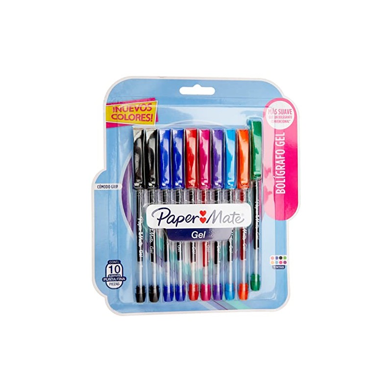 Paper Mate 21215 Boligrafos de Gel 10 Piezas Colores Surtidos,