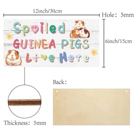 CREATCABIN Guinea Pigs Hanging Sign Farm Door Sign Yard Hanging Display Wood Rustic Decor Vintage House Decoration Gift for Family Friends Birthday Christmas 12x6 Inch Spoiled Guinea Pigs Live Here