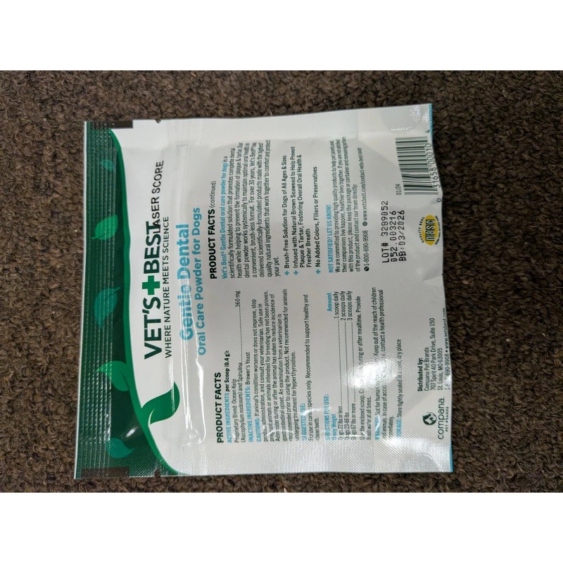 Vet's Best 4*Vets best fresh Breath general Dental Powder, For
